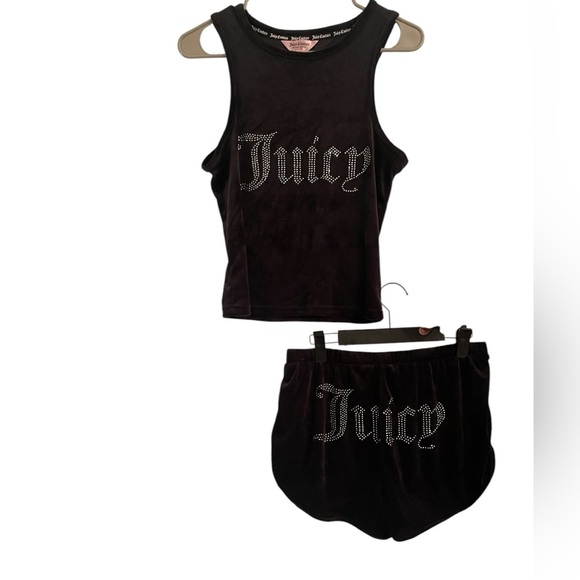 Juicy Couture Other - Juicy Couture BLACK rhinstone velvet PJ SHORT SET SIZE large